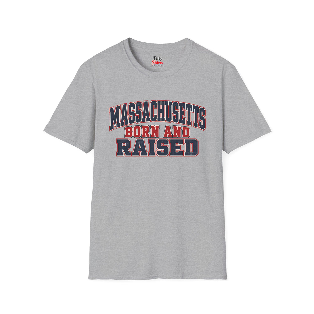Massachusetts Born And Raised Unisex Softstyle T Shirt State Name Graphic Tee