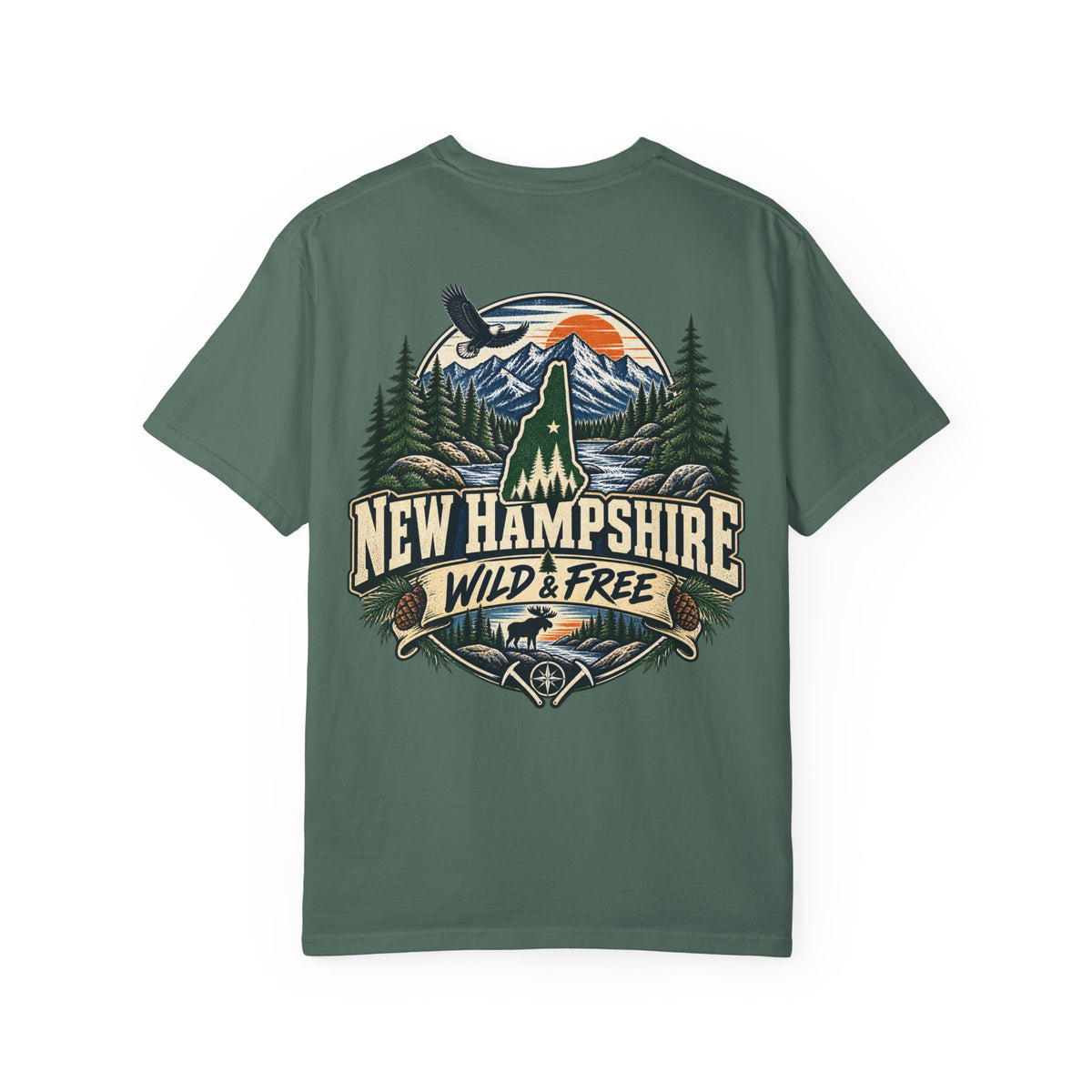 New Hampshire Wild & Free Unisex Comfort Color 1717 Streetwear Graphic Tee