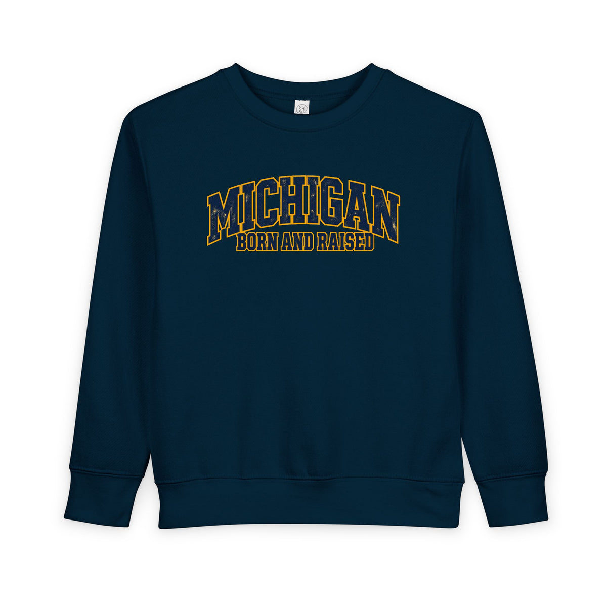 Michigan Born and Raised Bold Retro Unisex Toddler Sweatshirt