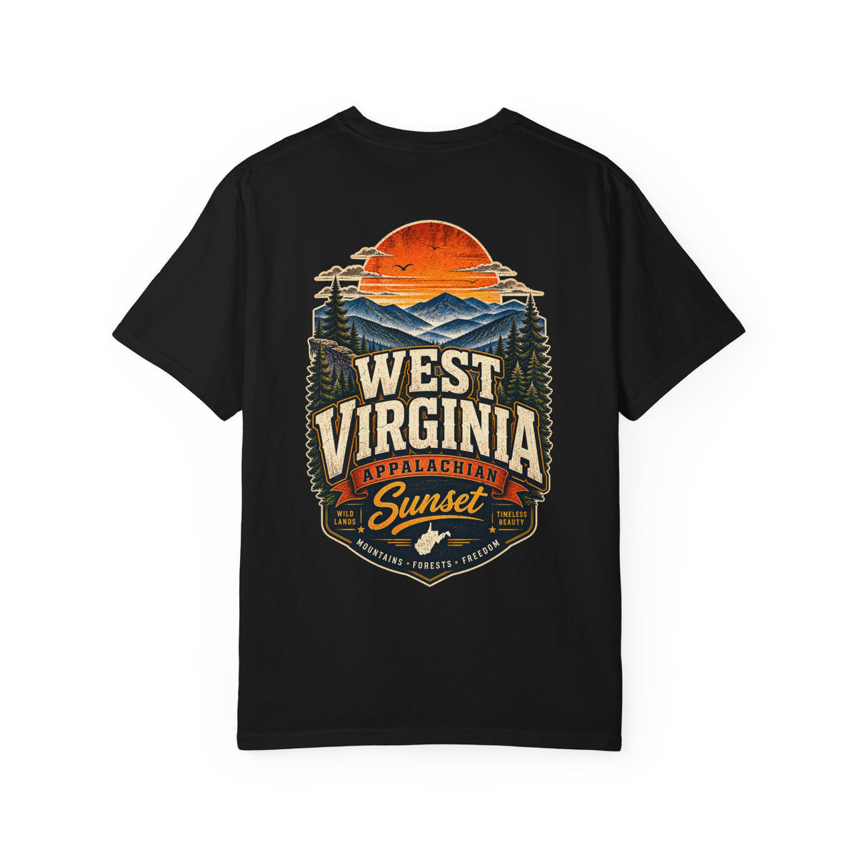 West Virginia Appalachian Sunset Unisex Comfort Color 1717 Streetwear Graphic Tee