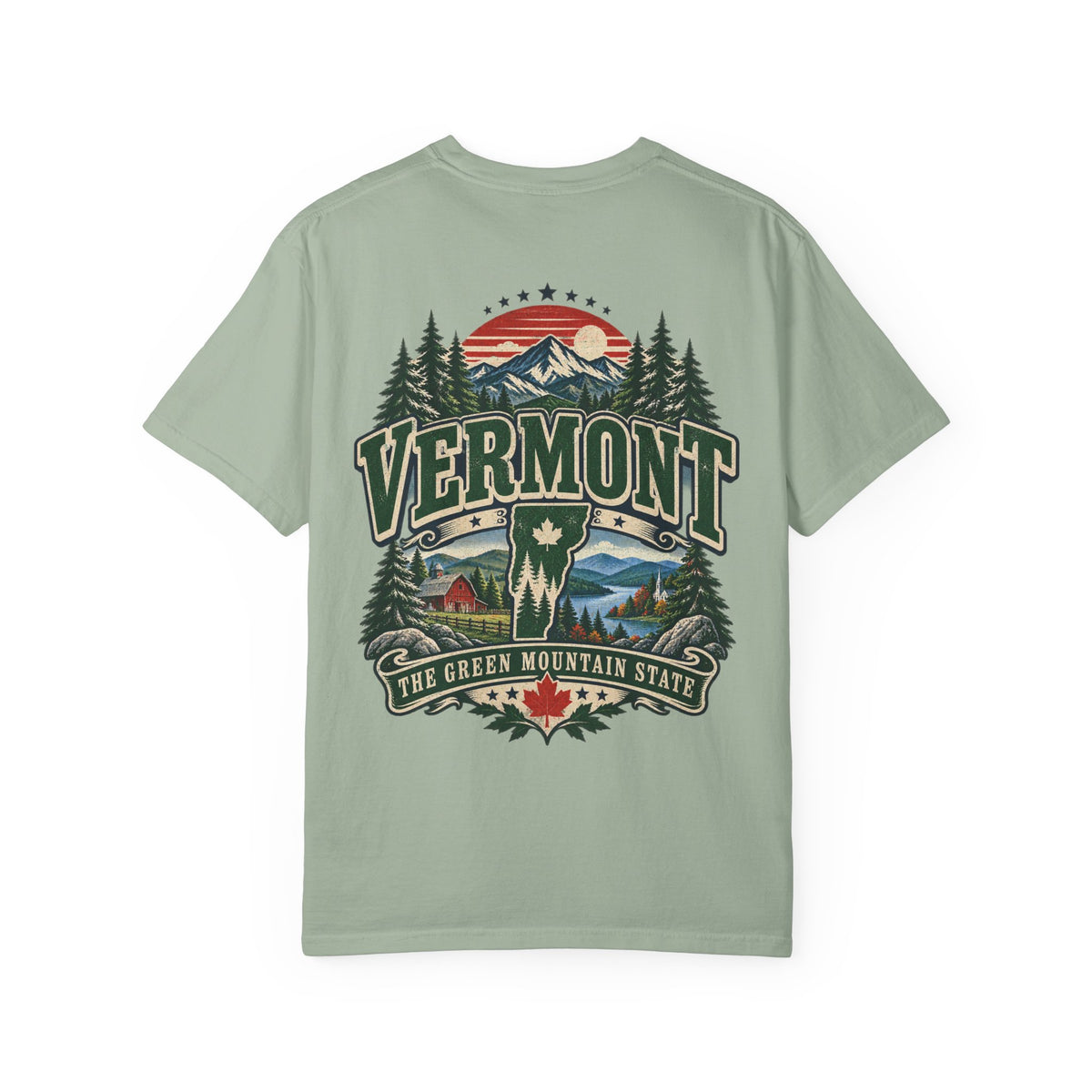 Vermont the Green Mountain State Unisex Comfort Color 1717 Streetwear Graphic Tee