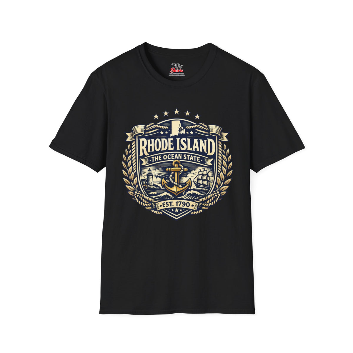Rhode Island Heritage Badge Unisex Softstyle T Shirt State Pride Graphic Tee Collections FS03