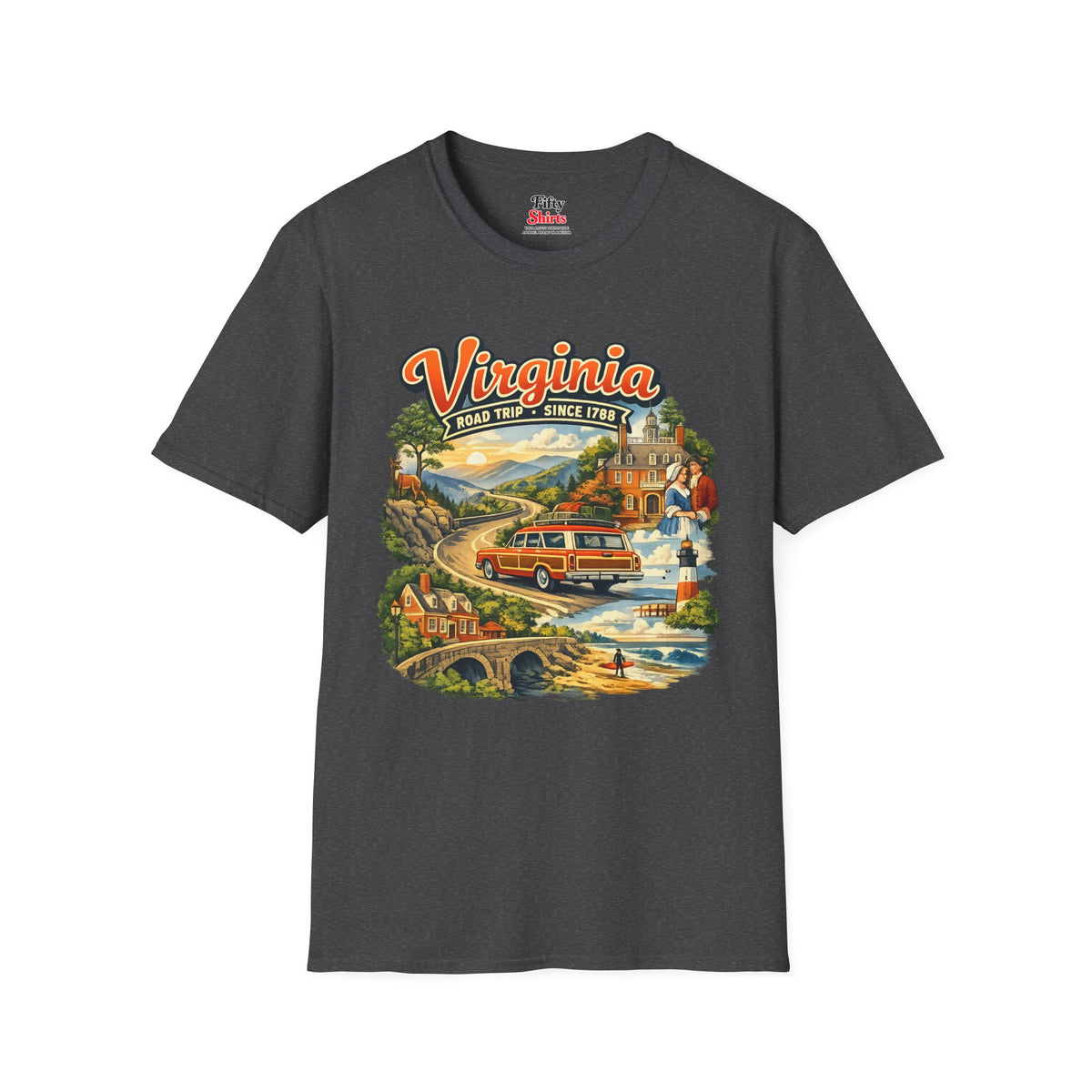 Virginia Road Trip Unisex Softstyle T Shirt State Pride Graphic Tee Collections FS03