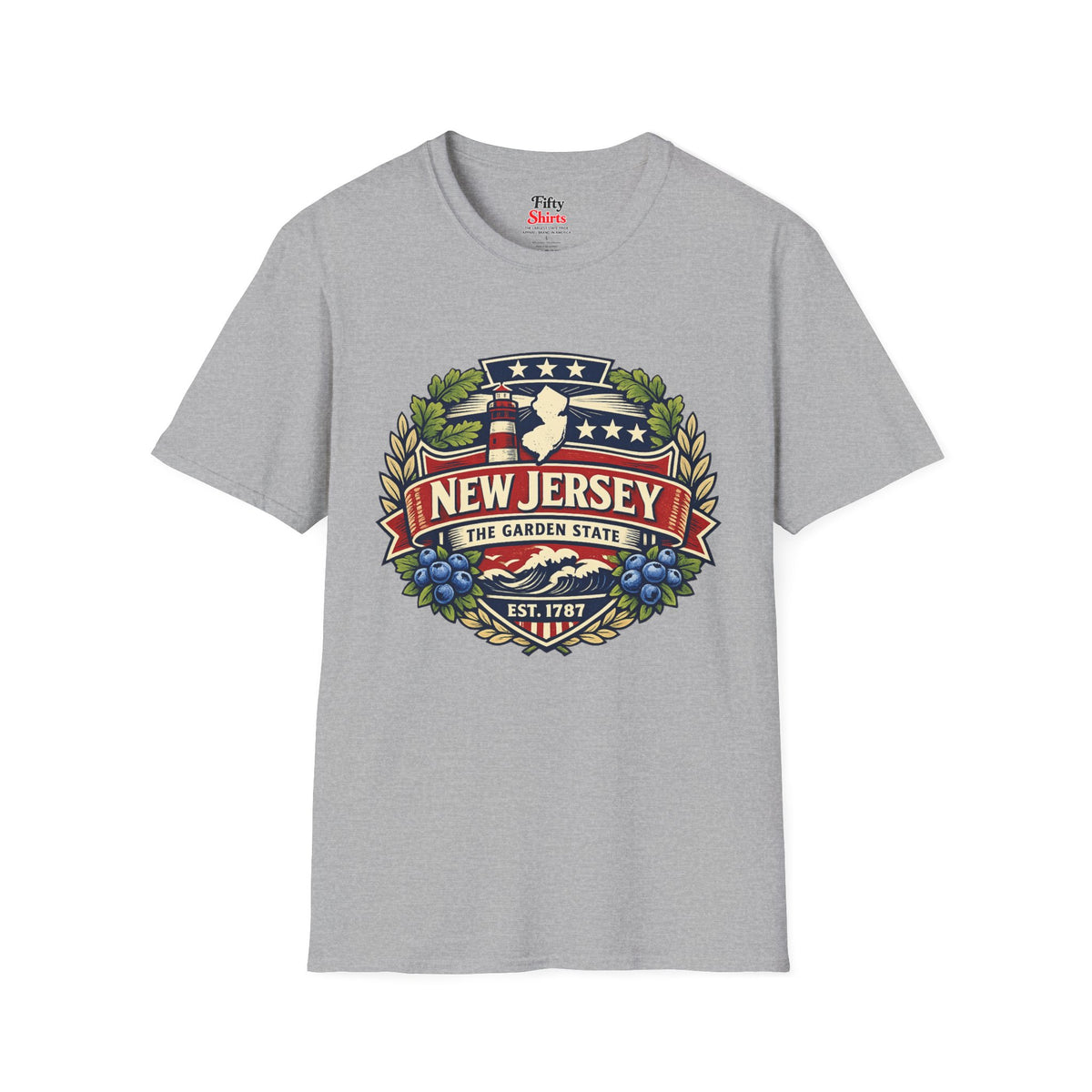 New Jersey Heritage Badge Unisex Softstyle T Shirt State Pride Graphic Tee Collections FS03