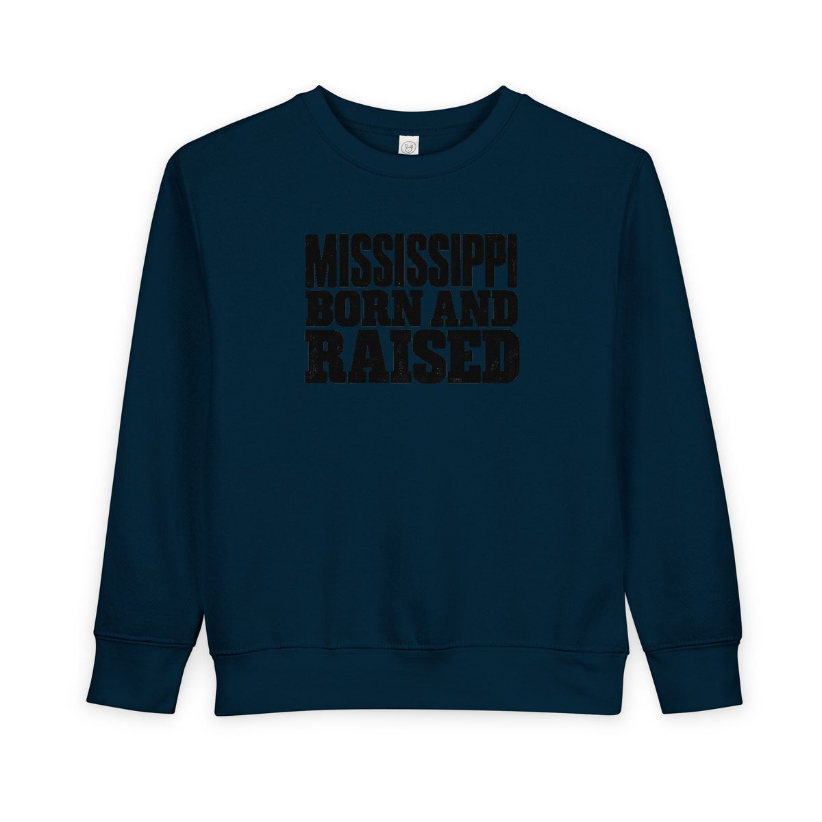Mississippi Born and Raised Bold Workwear Style Unisex Toddler Sweatshirt
