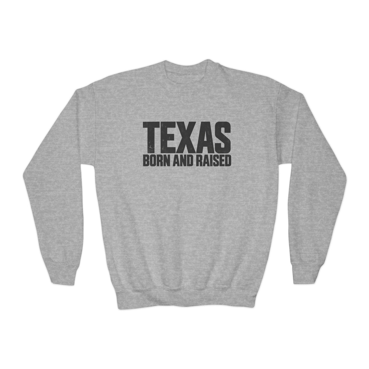 Texas Born and Raised Modern Minimal Unisex Youth Crewneck Sweatshirt Graphic