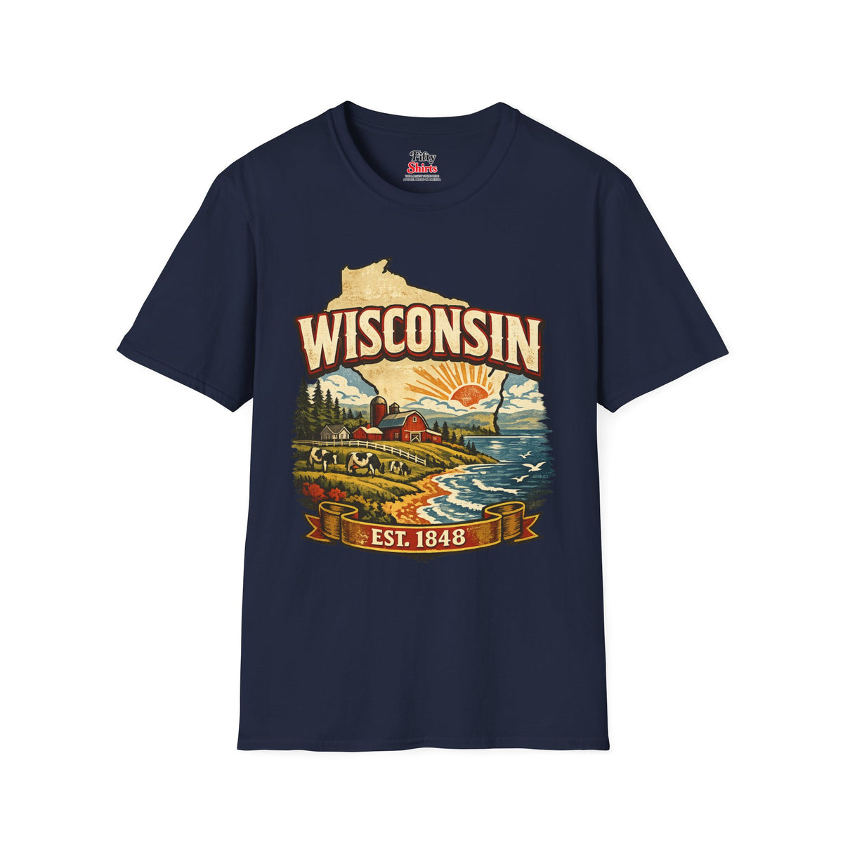 Vintage Wisconsin Heritage Unisex Softstyle T Shirt State Pride Graphic Tee Collections FS03