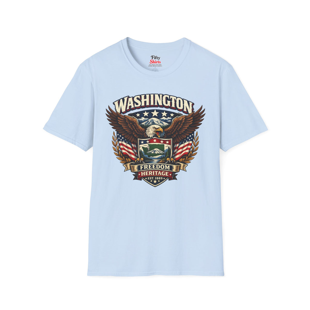 Washington Americana Eagle Unisex Softstyle T Shirt State Pride Graphic Tee Collections FS03