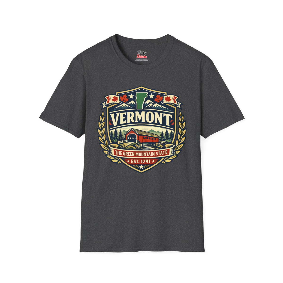 Vermont Heritage Badge Unisex Softstyle T Shirt State Pride Graphic Tee Collections FS03