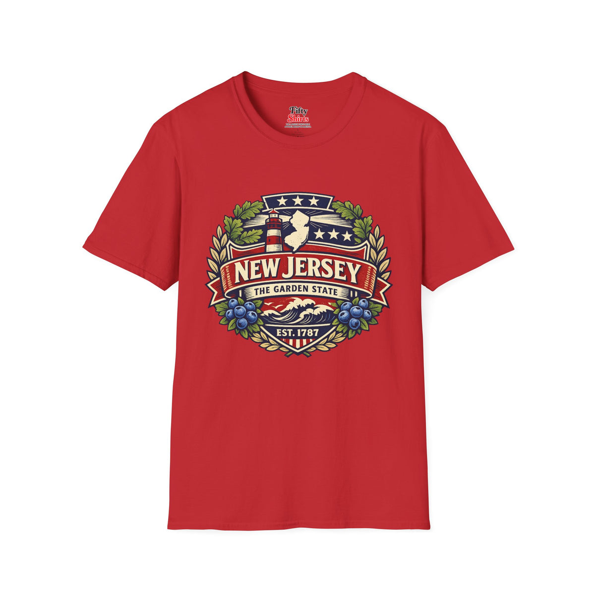 New Jersey Heritage Badge Unisex Softstyle T Shirt State Pride Graphic Tee Collections FS03