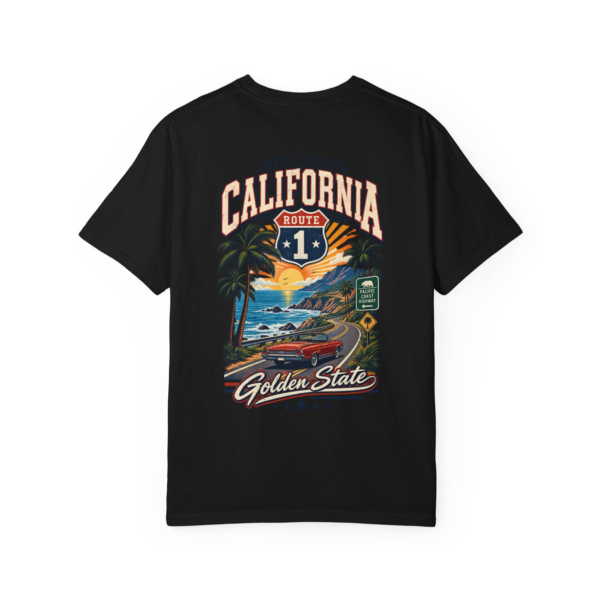 California West Coast Highway Unisex Comfort Color 1717 Streetwear Graphic Tee