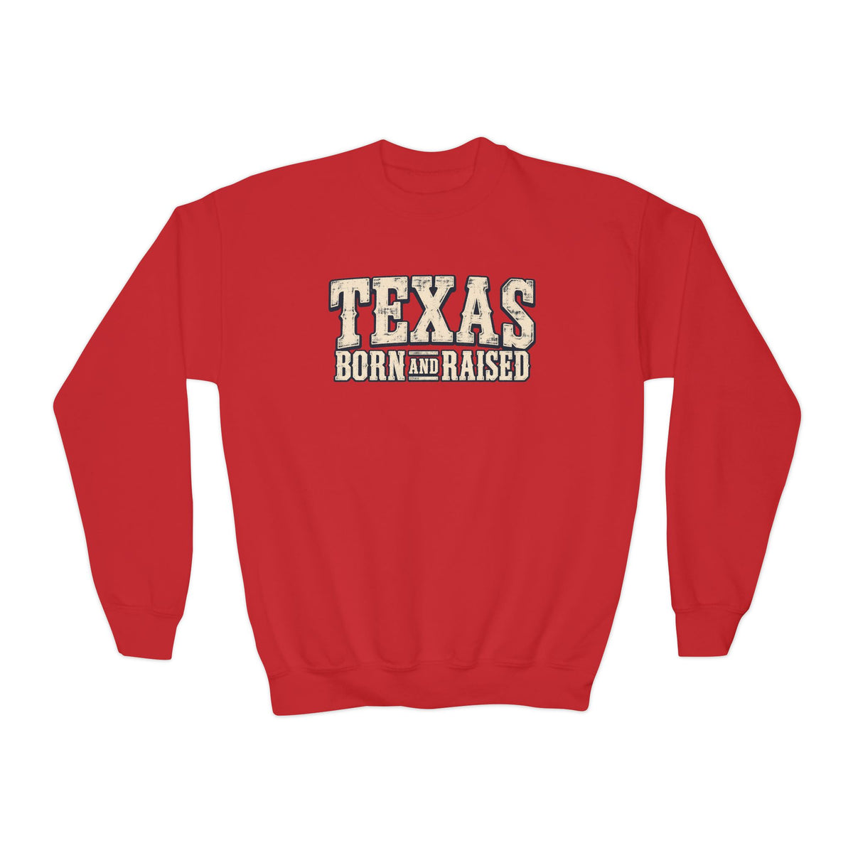 Texas Old-School Ranch Heritage Unisex Youth Crewneck Sweatshirt Graphic