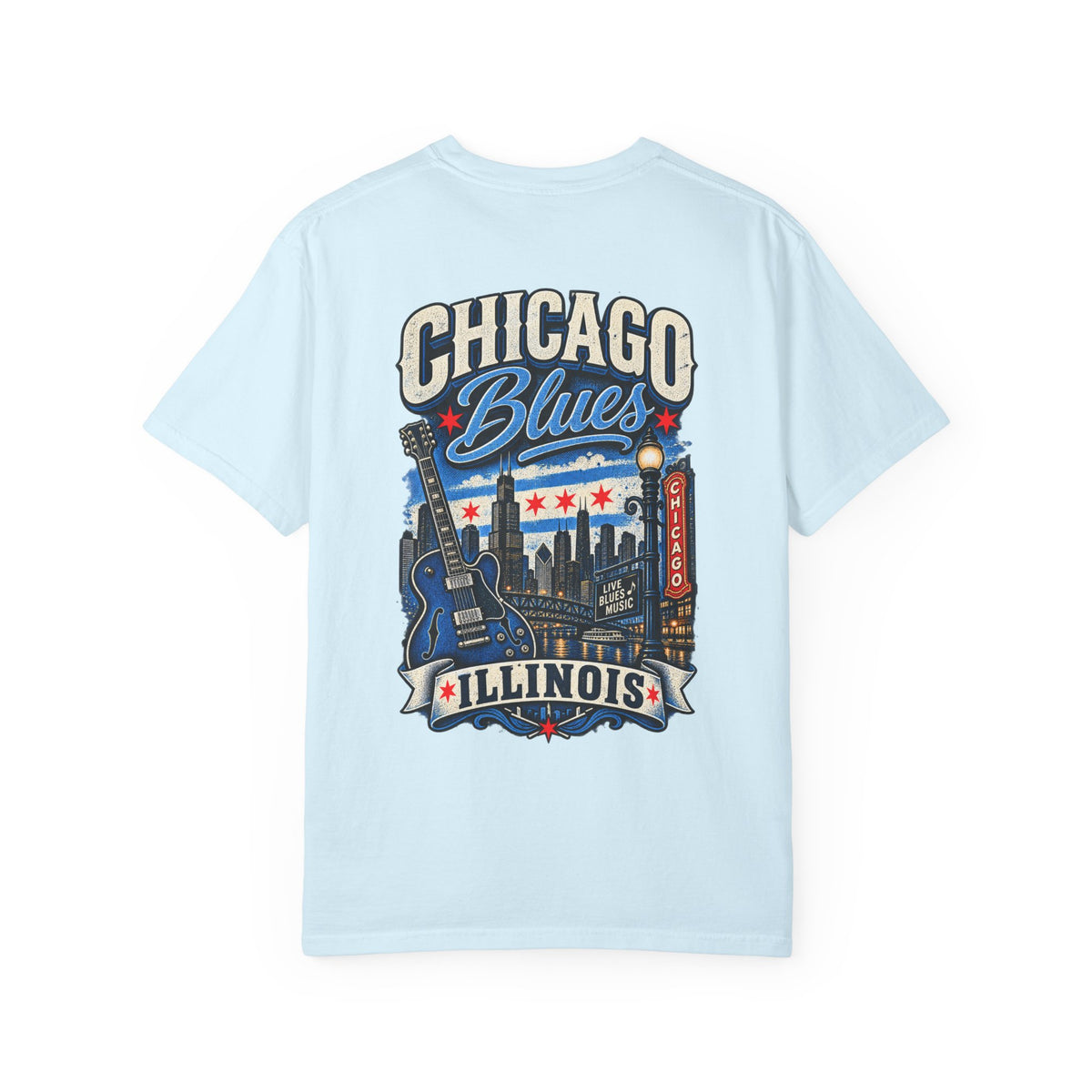 Chicago Illinois Blues Streetwear Unisex Comfort Color 1717 Streetwear Graphic Tee