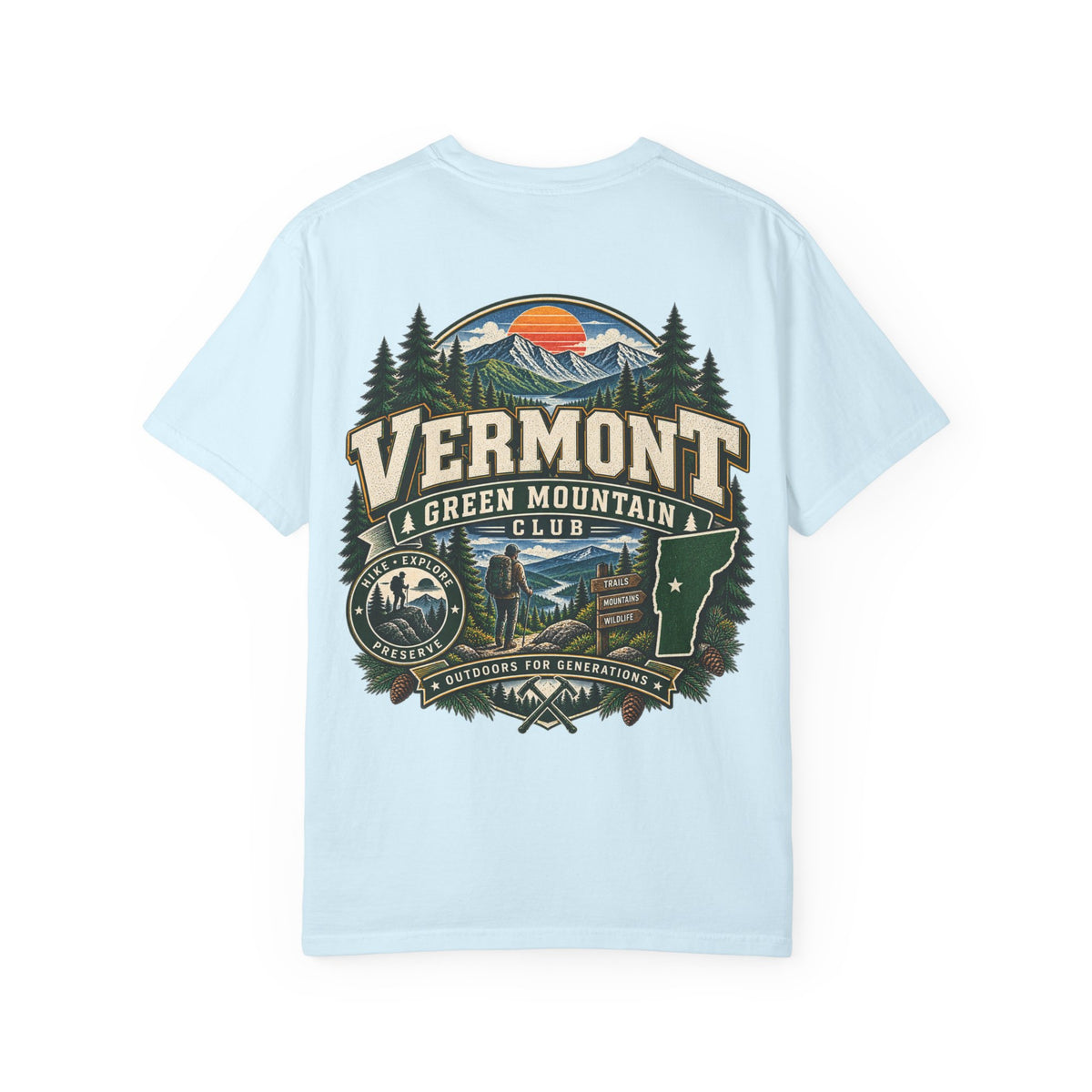 Vermont Green Mountain Club Unisex Comfort Color 1717 Streetwear Graphic Tee