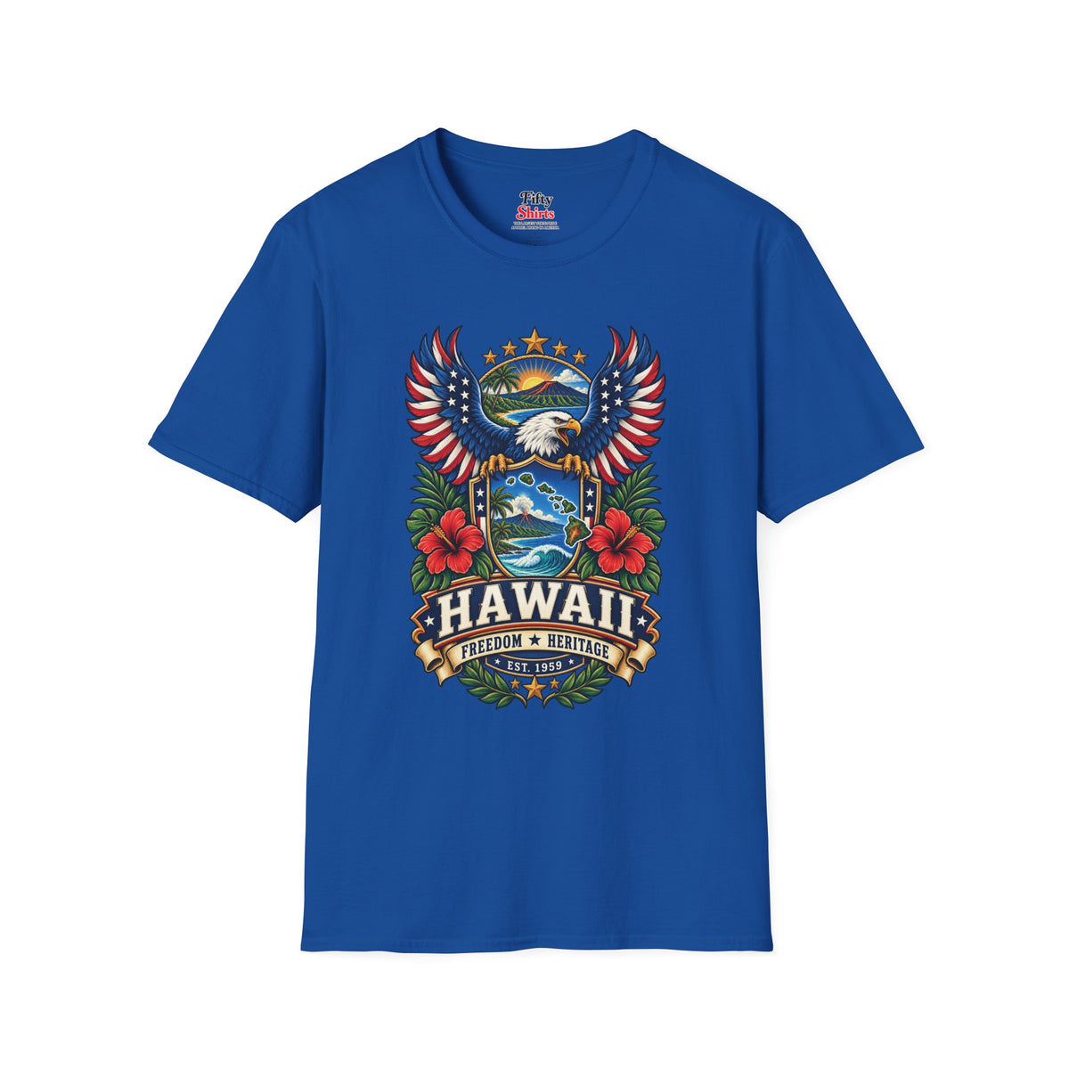 Hawaii Americana Eagle Unisex Softstyle T Shirt State Pride Graphic Tee Collections FS03