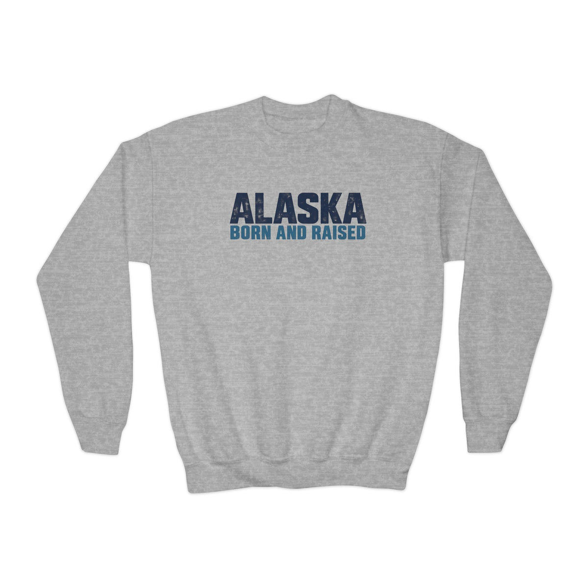 Alaska Born and Raised Modern Streetwear Unisex Youth Crewneck Sweatshirt Graphic