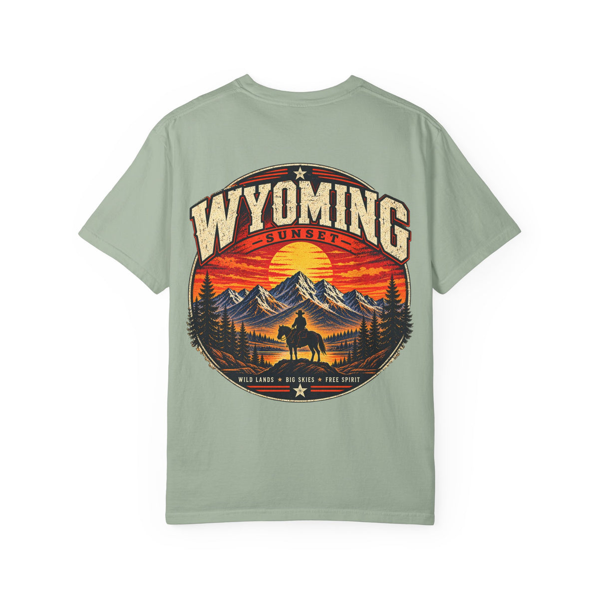 Wyoming Sunset Unisex Comfort Color 1717 Streetwear Graphic Tee