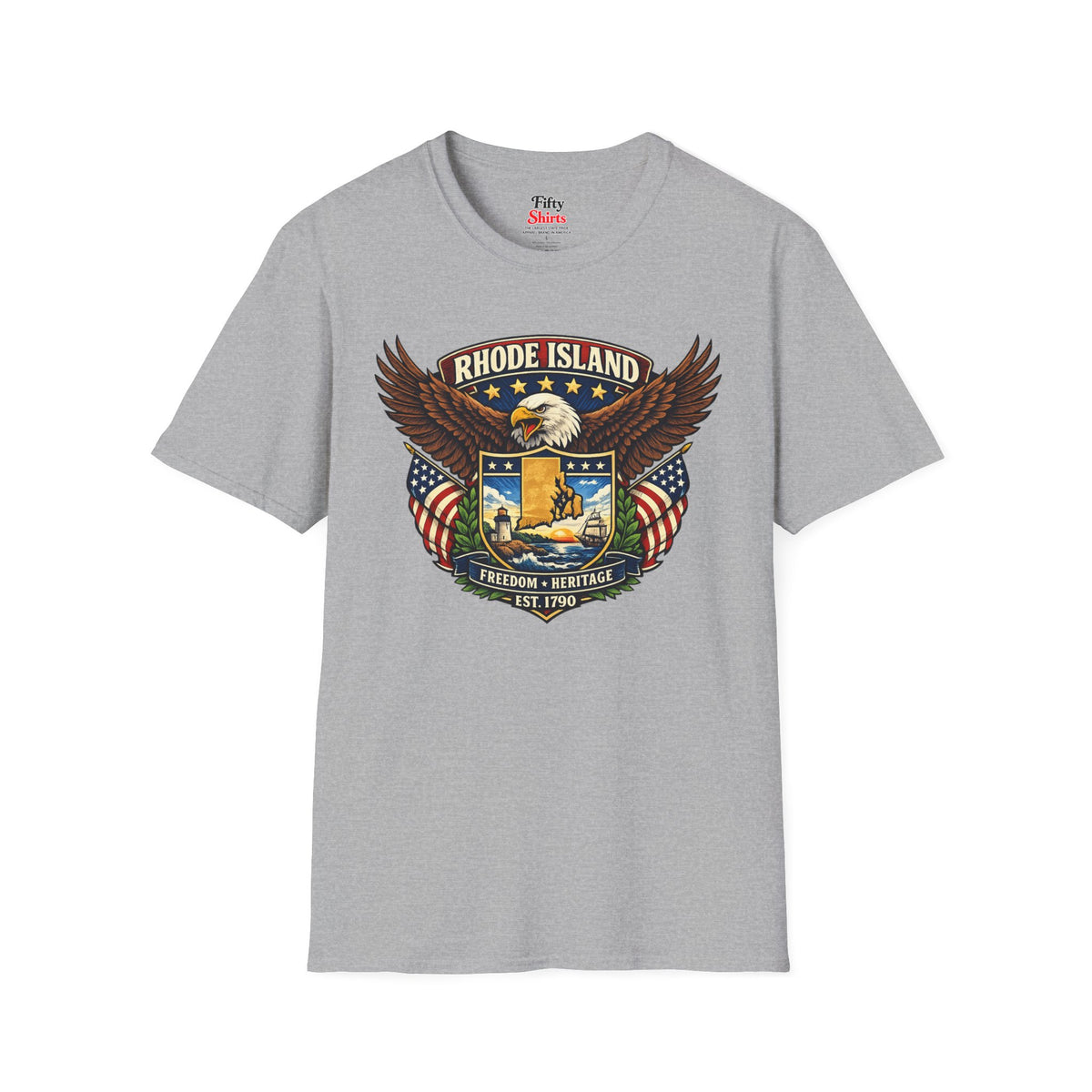 Rhode Island Americana Eagle Unisex Softstyle T Shirt State Pride Graphic Tee Collections FS03