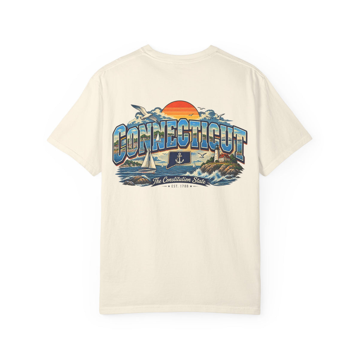 Connecticut Coastline Unisex Comfort Color 1717 Streetwear Graphic Tee