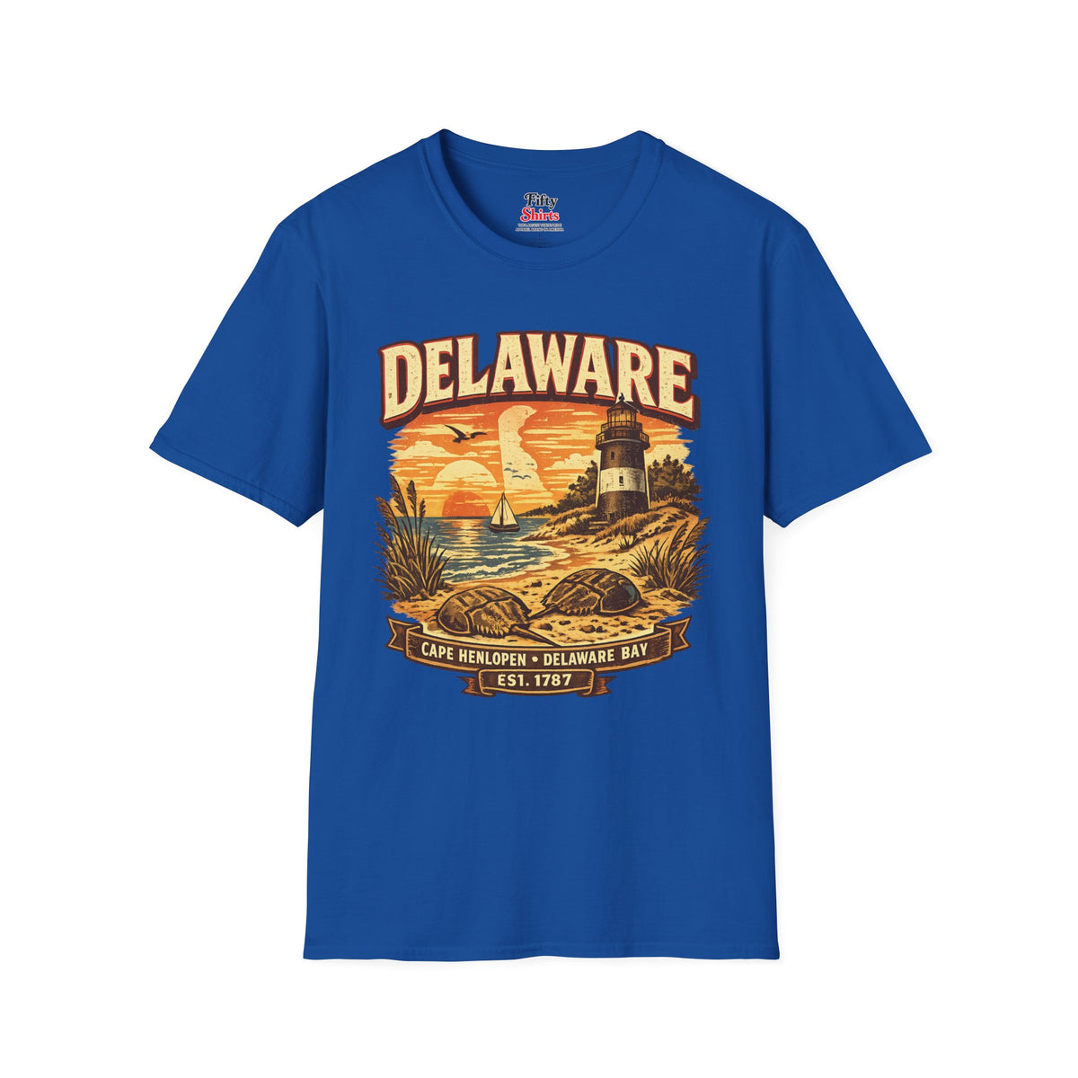 Vintage Delaware Heritage Unisex Softstyle T Shirt State Pride Graphic Tee Collections FS03