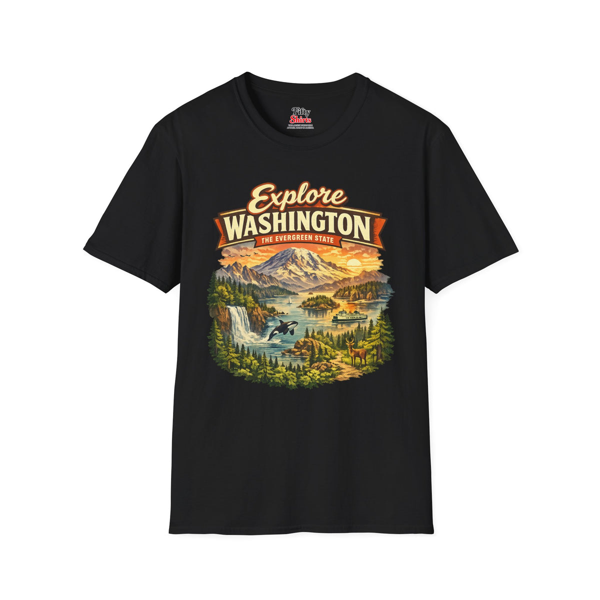 Explore Washington Unisex Softstyle T Shirt State Pride Graphic Tee Collections FS03