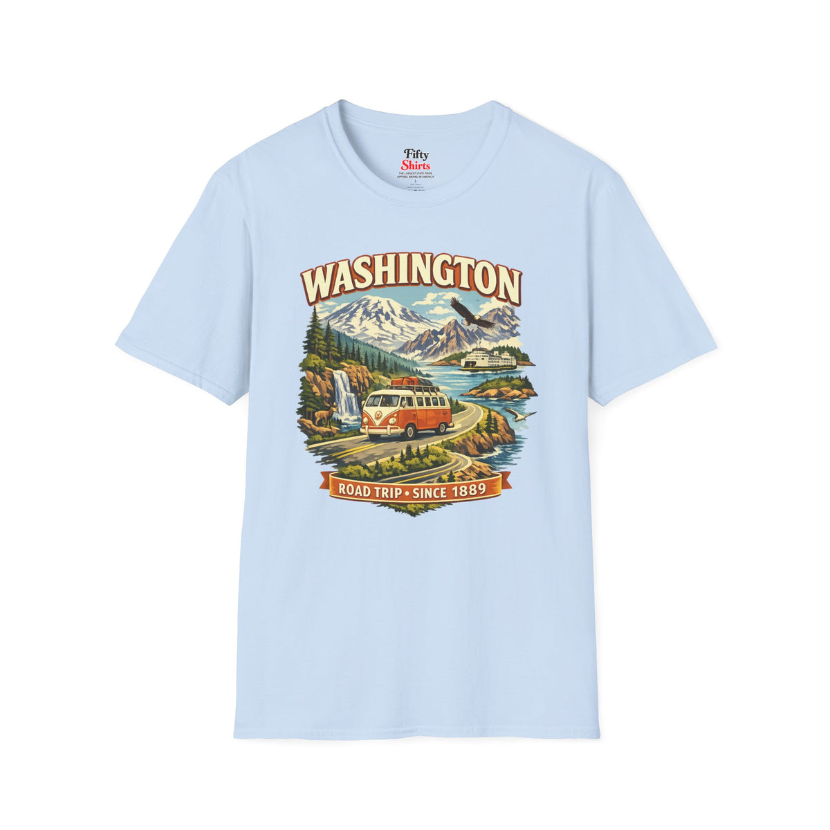 Washington Roadtrip Unisex Softstyle T Shirt State Pride Graphic Tee Collections FS03