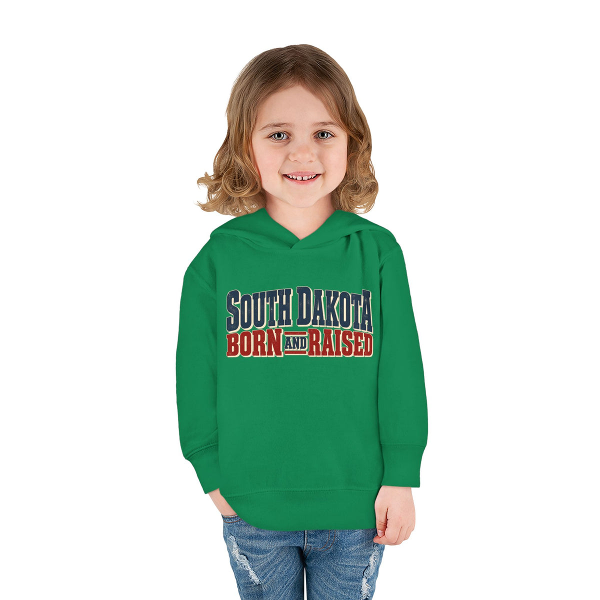 South Dakota Born and Raised Vintage Americana Unisex Toddler Pullover Fleece Hoodie