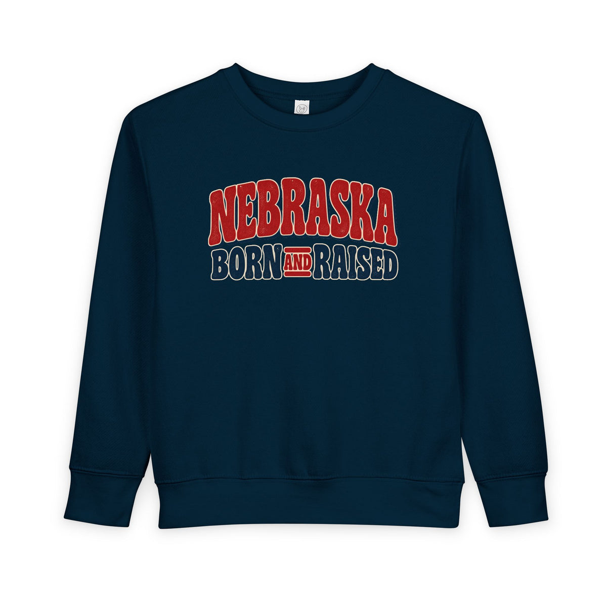 Nebraska Born and Raised Retro 1970s Unisex Toddler Sweatshirt Graphic