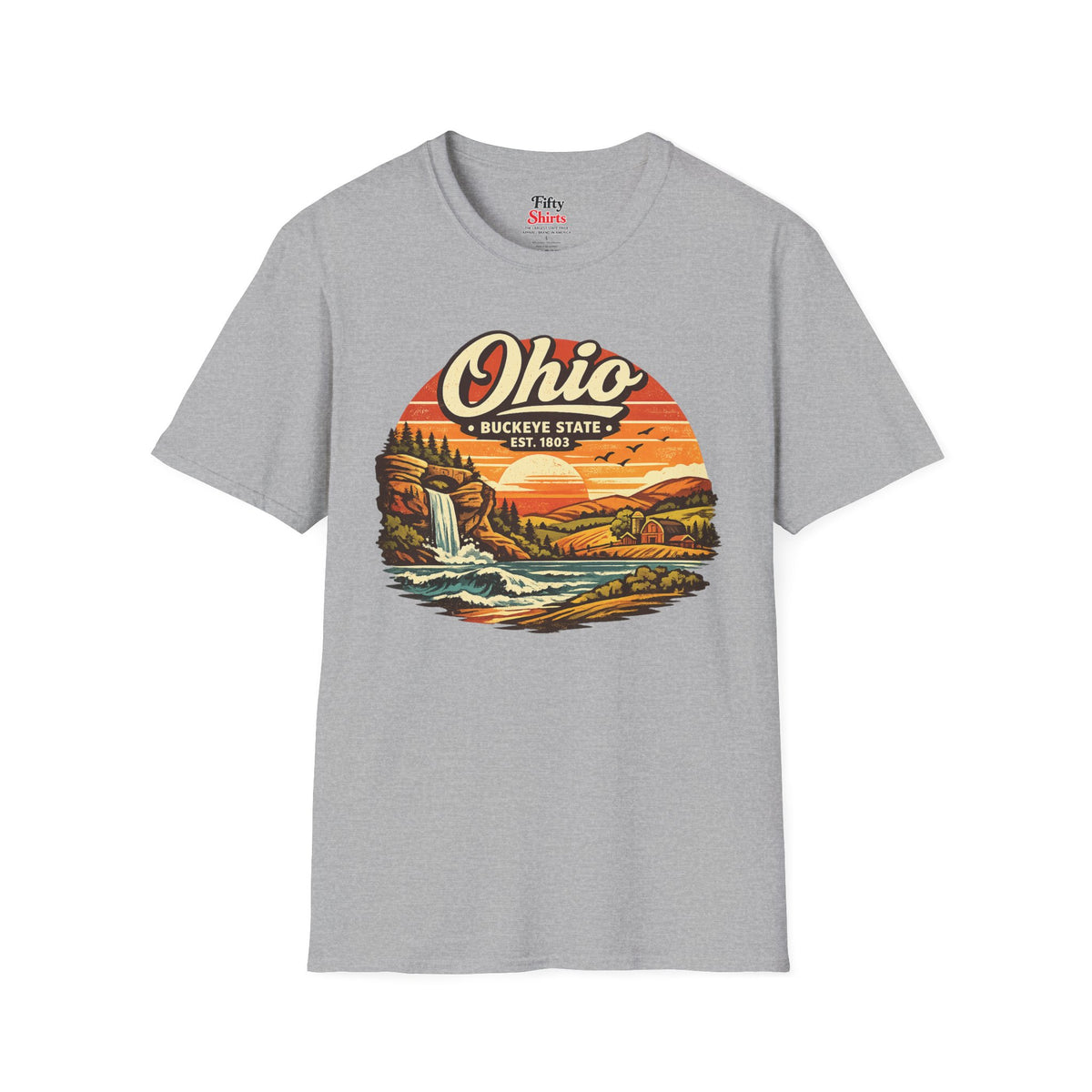 Ohio Sunset Landscape Unisex Softstyle T Shirt State Pride Graphic Tee Collections FS03