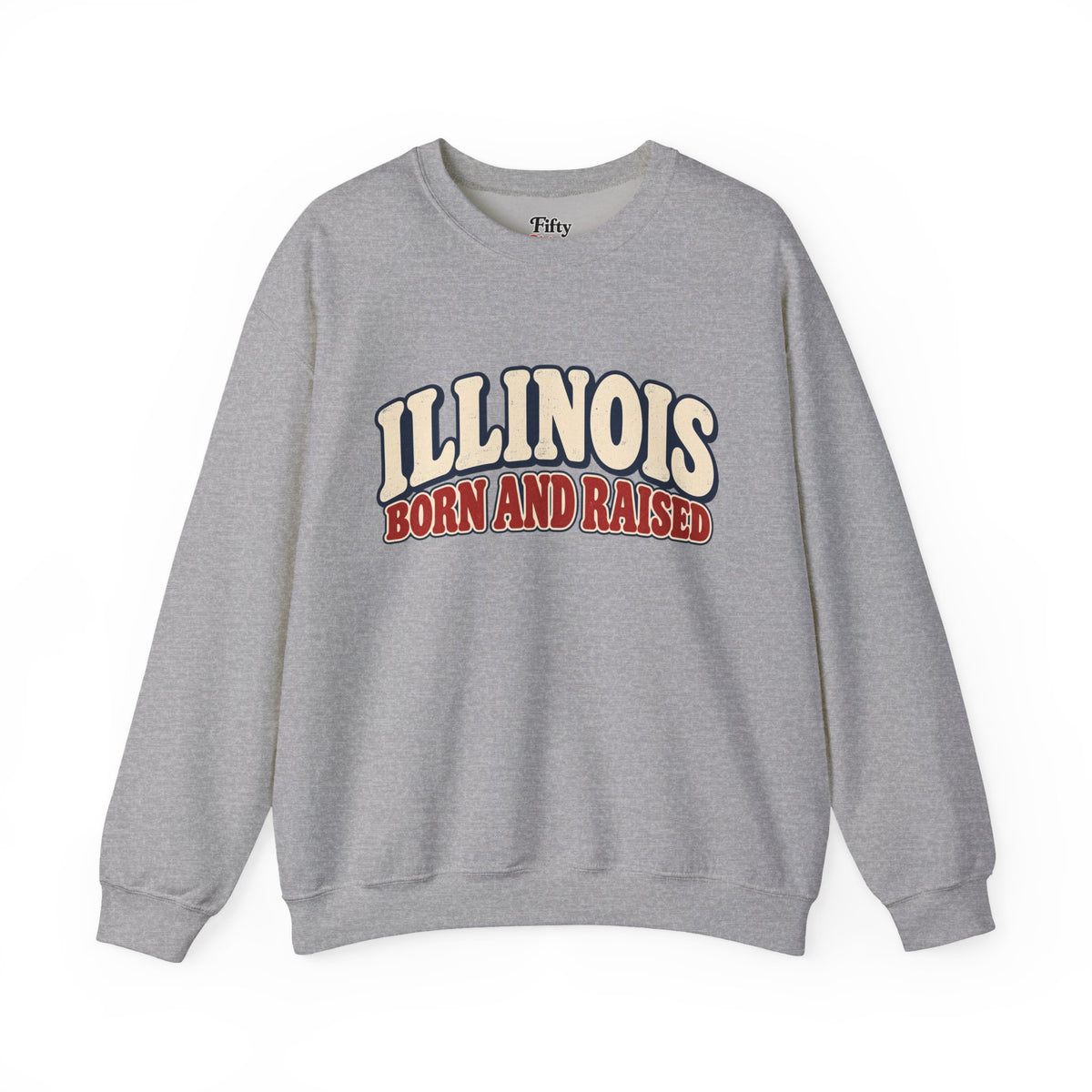 Illinois Born and Raised Retro 1970s Unisex Sweatshirt Graphic