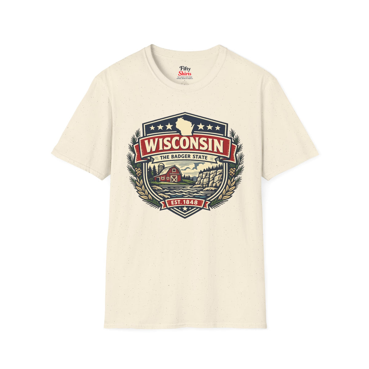 Wisconsin Heritage Badge Unisex Softstyle T Shirt State Pride Graphic Tee Collections FS03