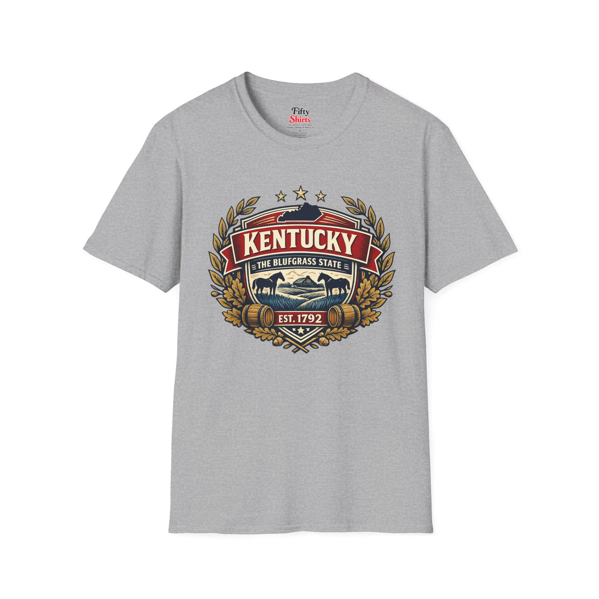 Kentucky Heritage Badge Unisex Softstyle T Shirt State Pride Graphic Tee Collections FS03