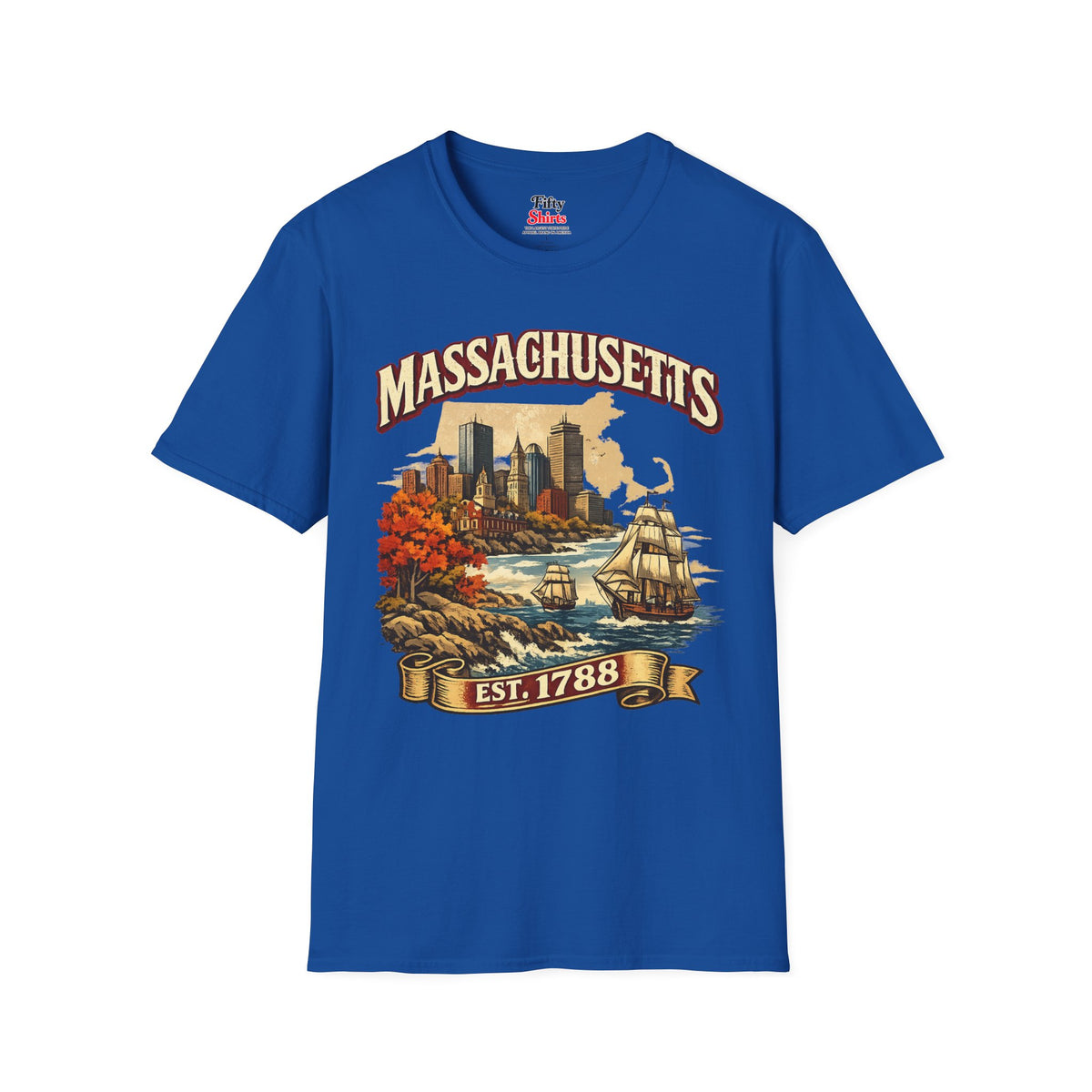 Vintage Massachusetts Heritage Unisex Softstyle T Shirt State Pride Graphic Tee Collections FS03