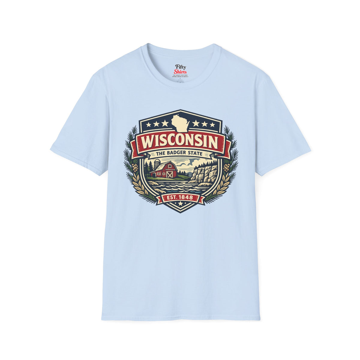 Wisconsin Heritage Badge Unisex Softstyle T Shirt State Pride Graphic Tee Collections FS03