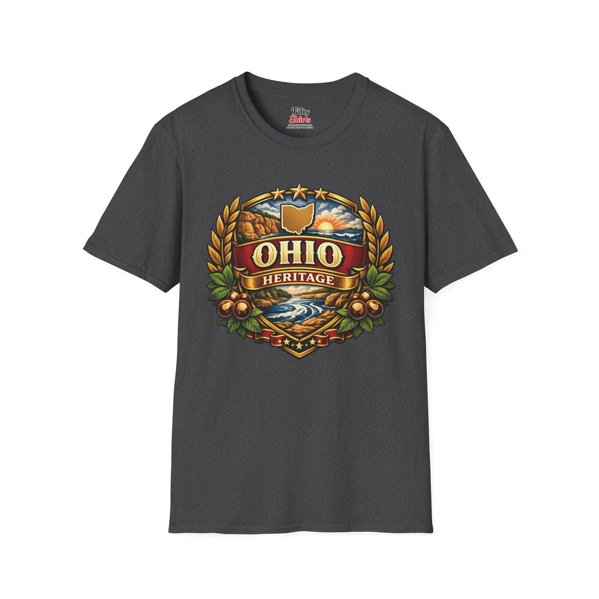 Ohio Heritage Badge Unisex Softstyle T Shirt State Pride Graphic Tee Collections FS03