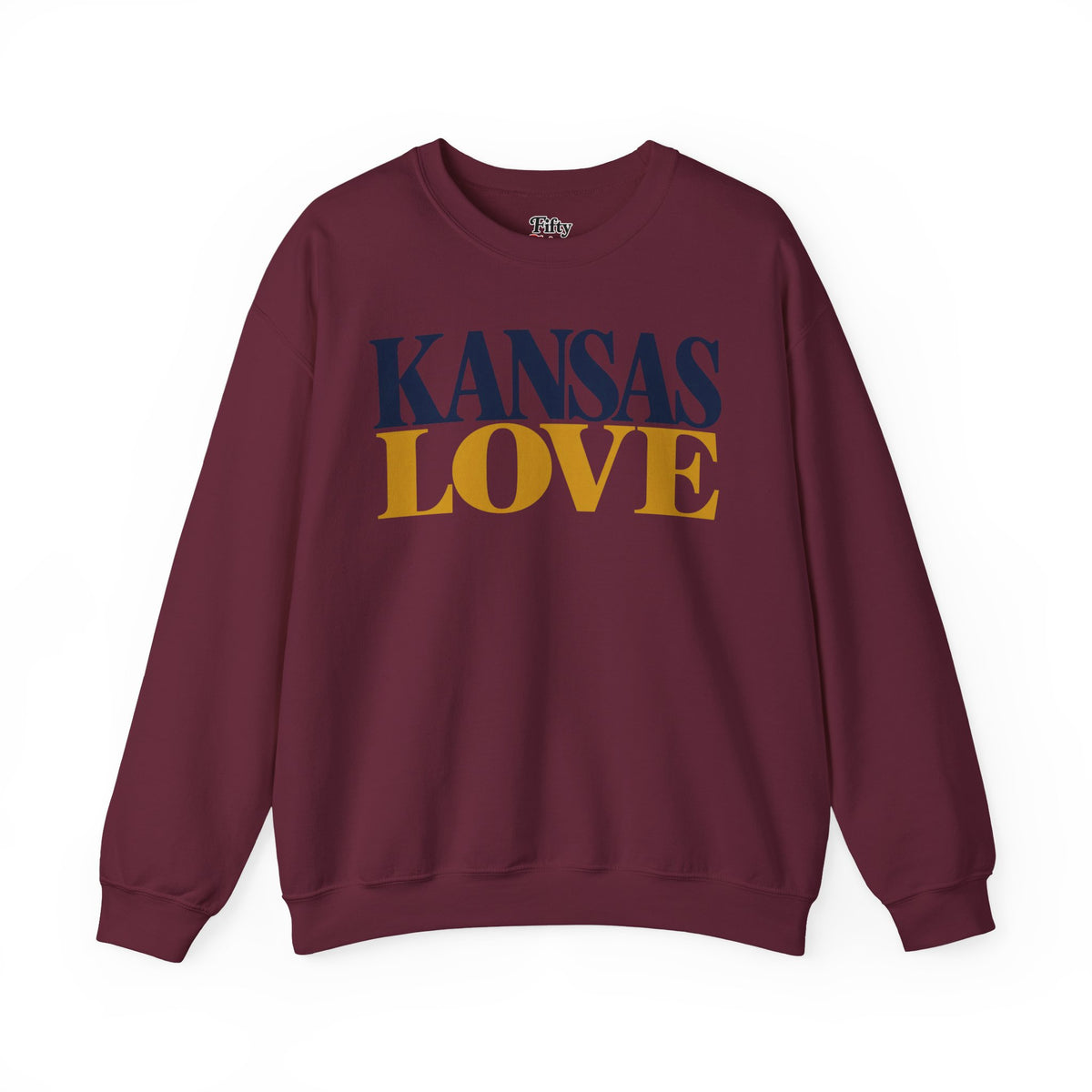 Kansas Love Unisex Crewneck Sweatshirt State Name Graphic
