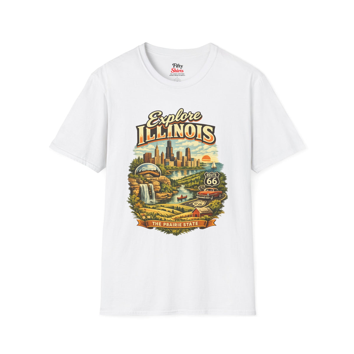 Explore Illinois Unisex Softstyle T Shirt State Pride Graphic Tee Collections FS03
