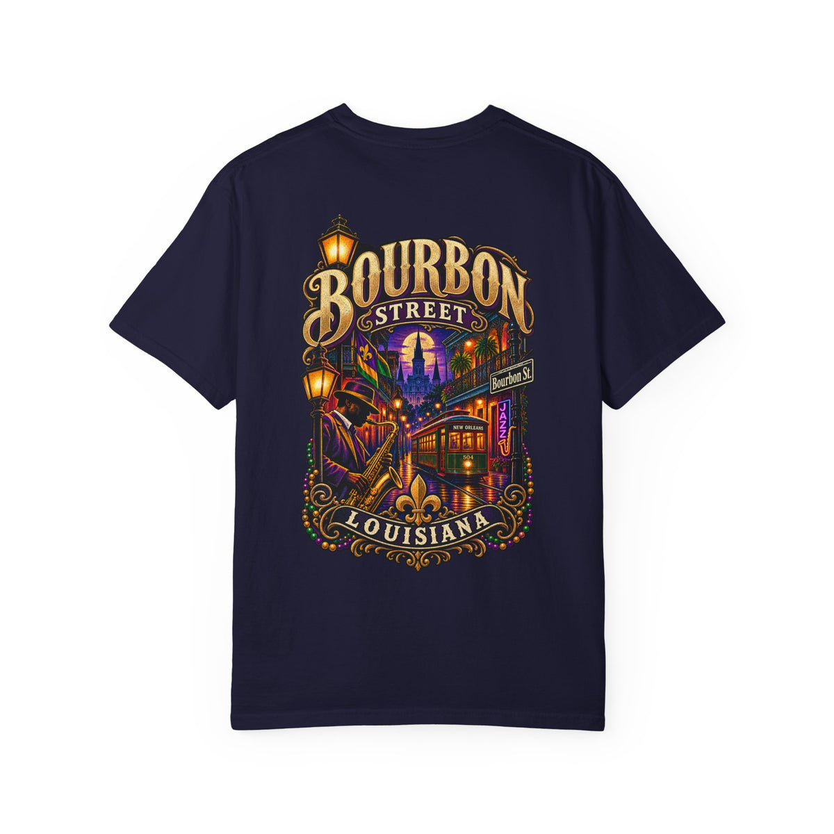 Louisiana Bourbon Street Nights Unisex Comfort Color 1717 Streetwear Graphic Tee