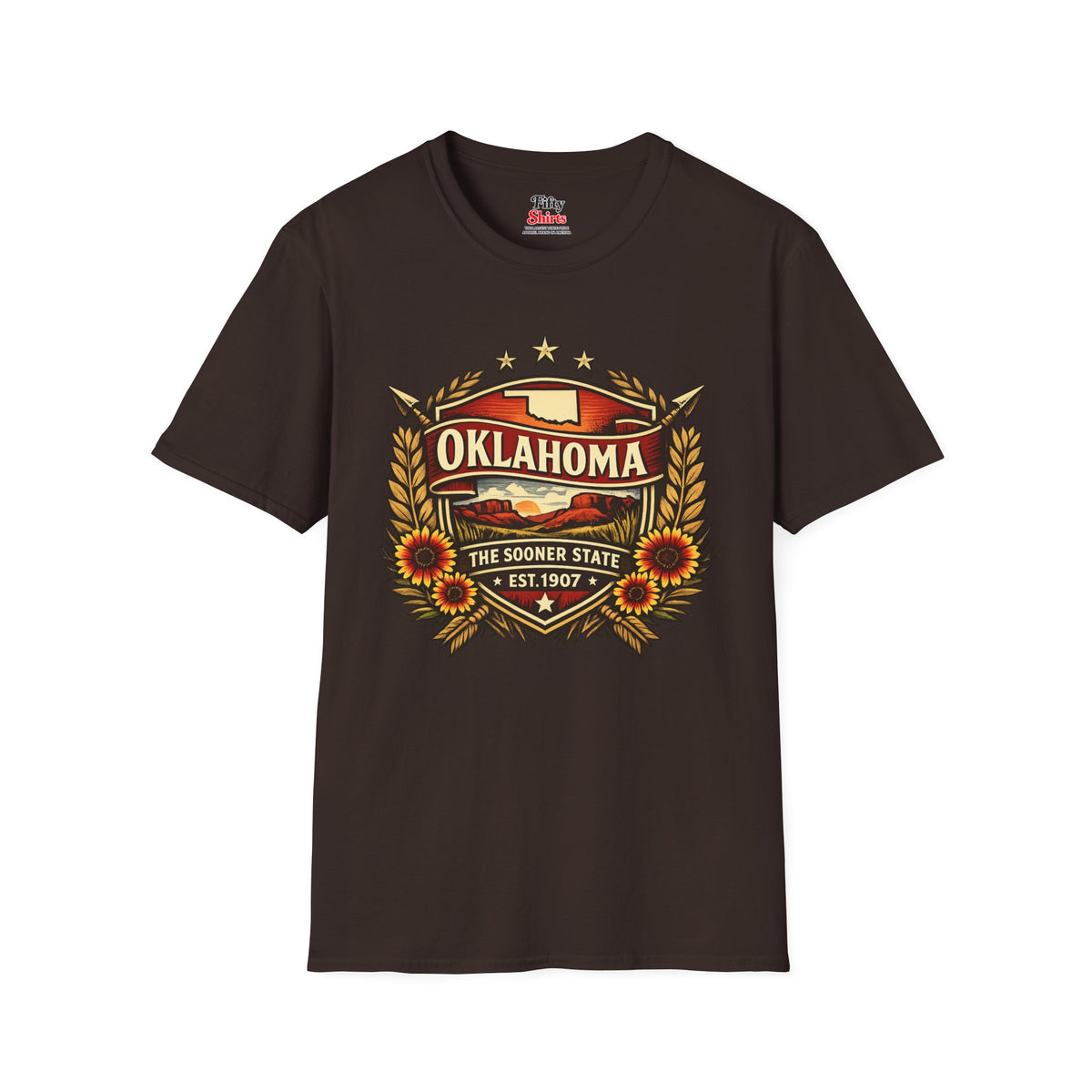 Oklahoma Heritage Badge Unisex Softstyle T Shirt State Pride Graphic Tee Collections FS03