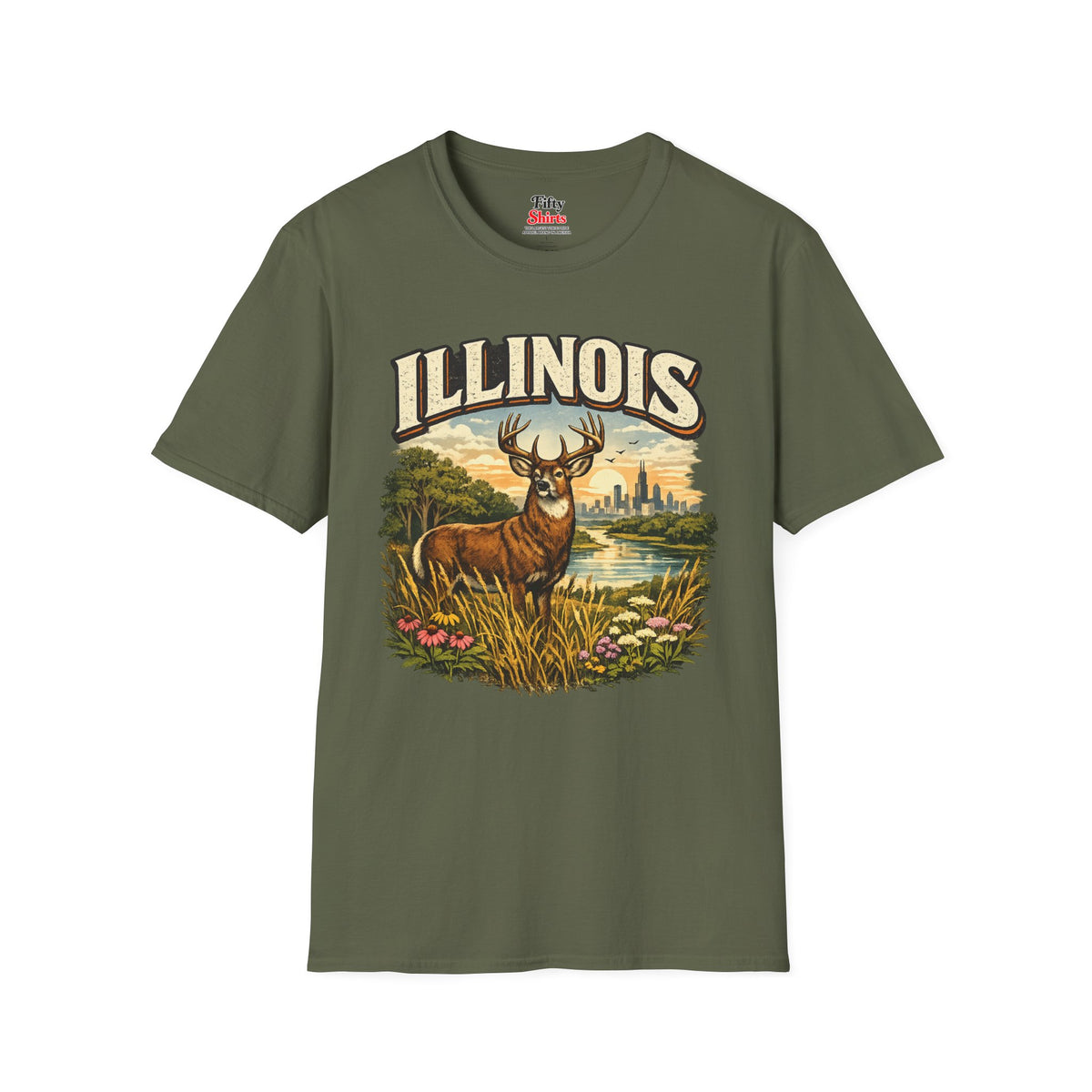 Illinois Wildlife Unisex Softstyle T Shirt State Pride Graphic Tee Collections FS03