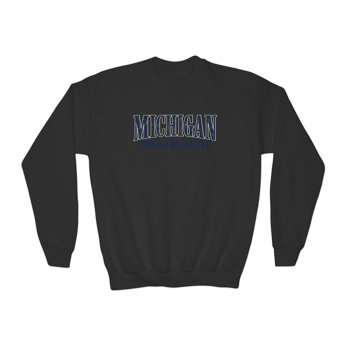 Michigan Born and Raised Premium Heritage Unisex Youth Crewneck Sweatshirt