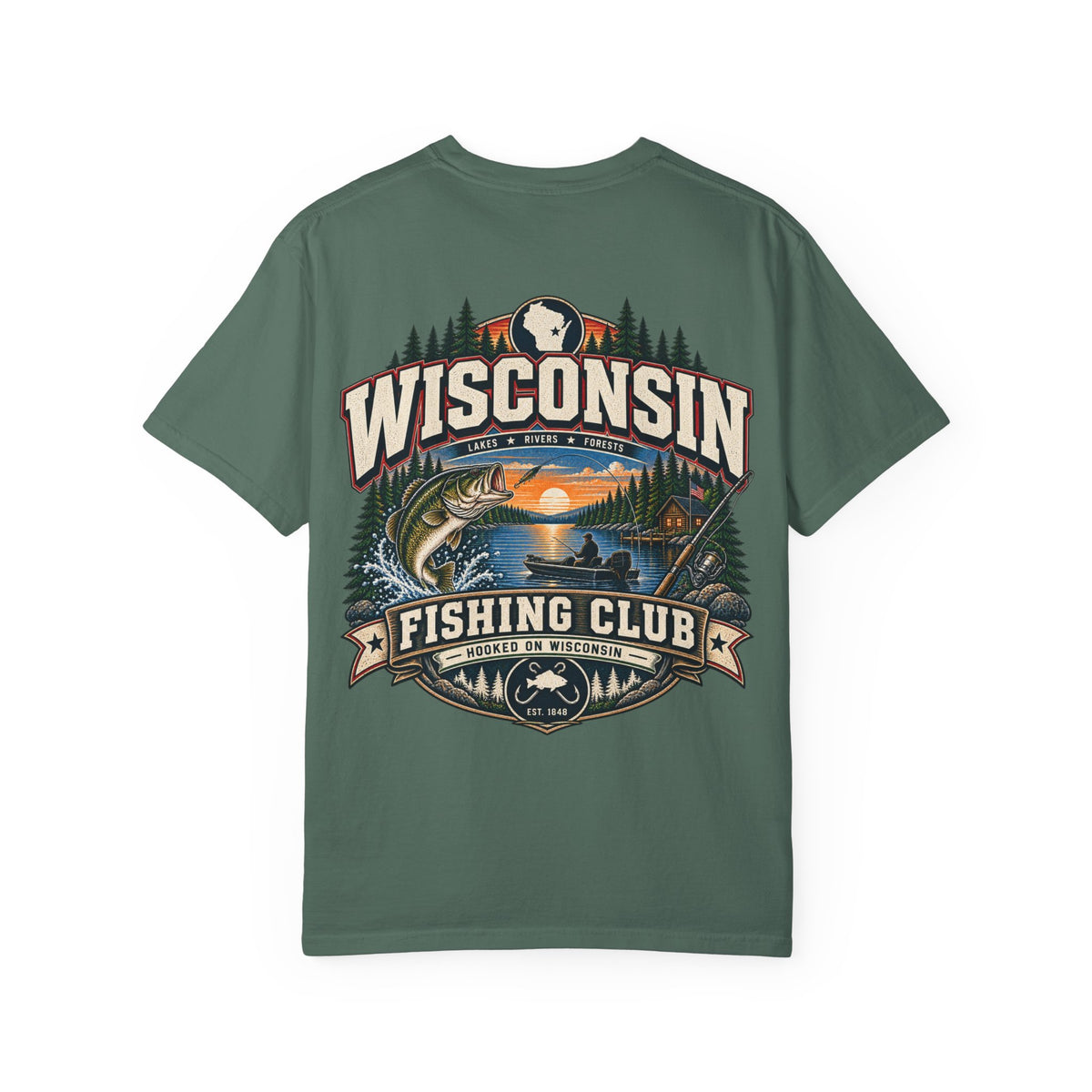 Wisconsin Fishing Club Unisex Comfort Color 1717 Streetwear Graphic Tee