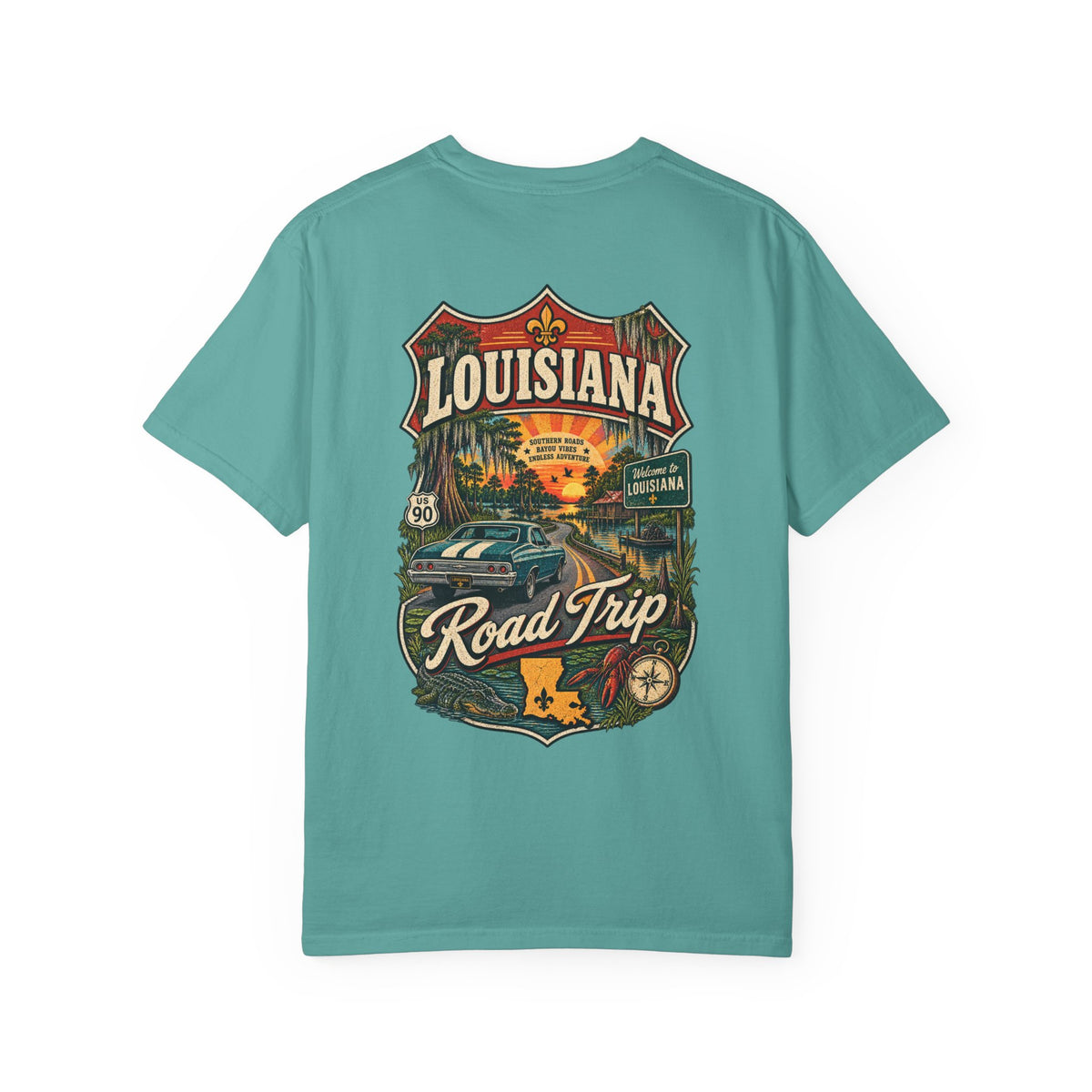 Louisiana Road Trip Unisex Comfort Color 1717 Streetwear Graphic Tee