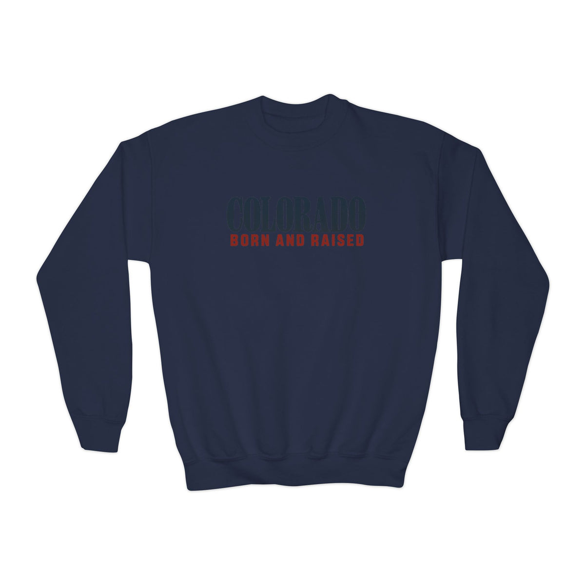 Colorado Born and Raised Premium Mountain Lifestyle Unisex Youth Crewneck Sweatshirt