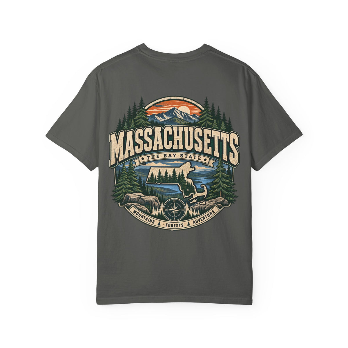 Massachusetts Mountain & Forest Unisex Comfort Color 1717 Streetwear Graphic Tee