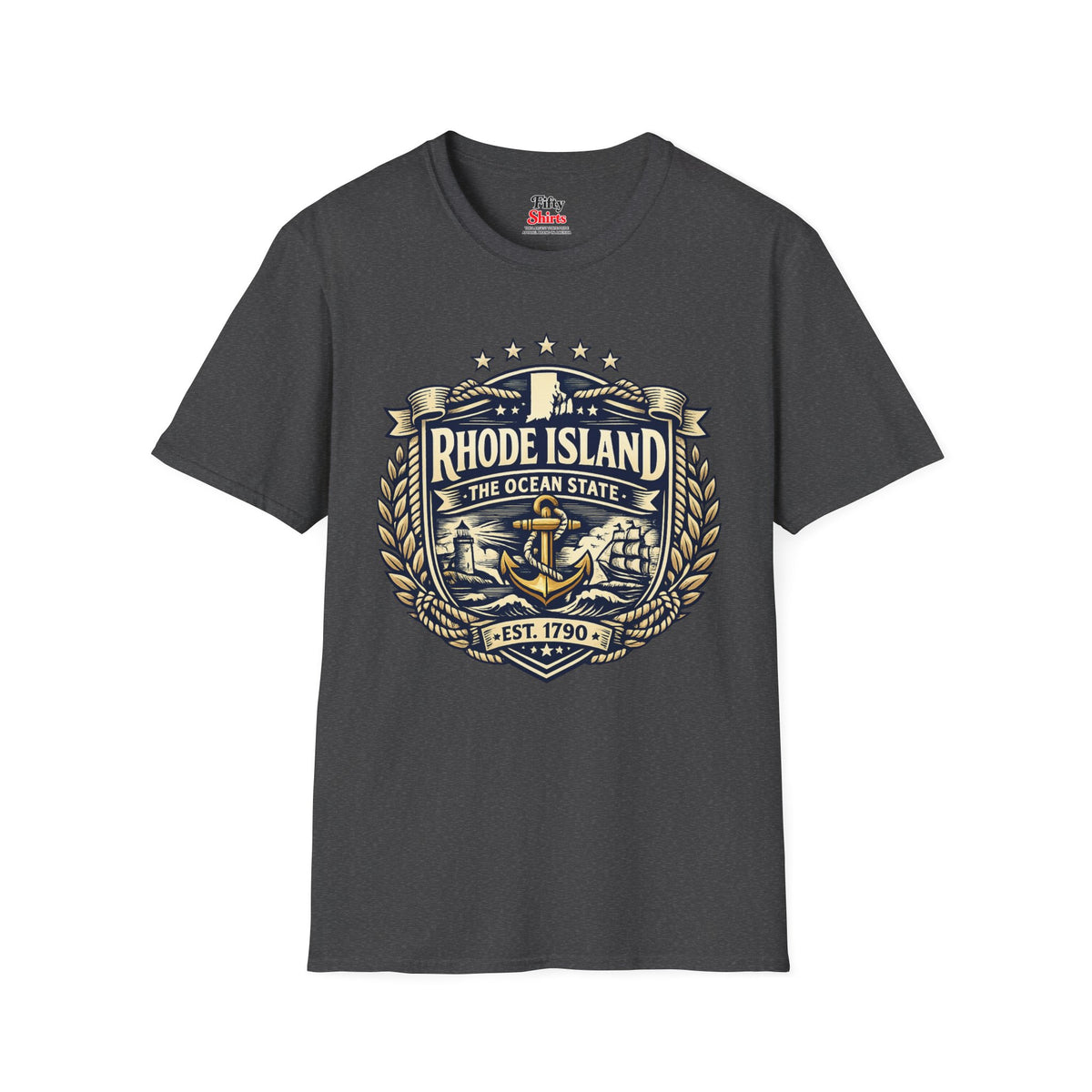 Rhode Island Heritage Badge Unisex Softstyle T Shirt State Pride Graphic Tee Collections FS03
