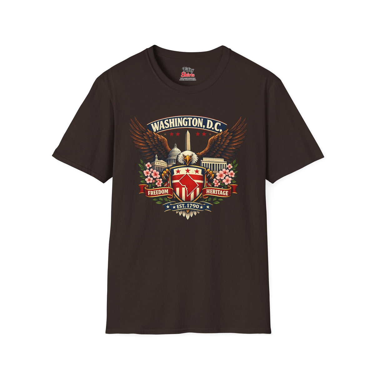 Washington D.C. Americana Eagle Unisex Softstyle T Shirt State Pride Graphic Tee Collections FS03