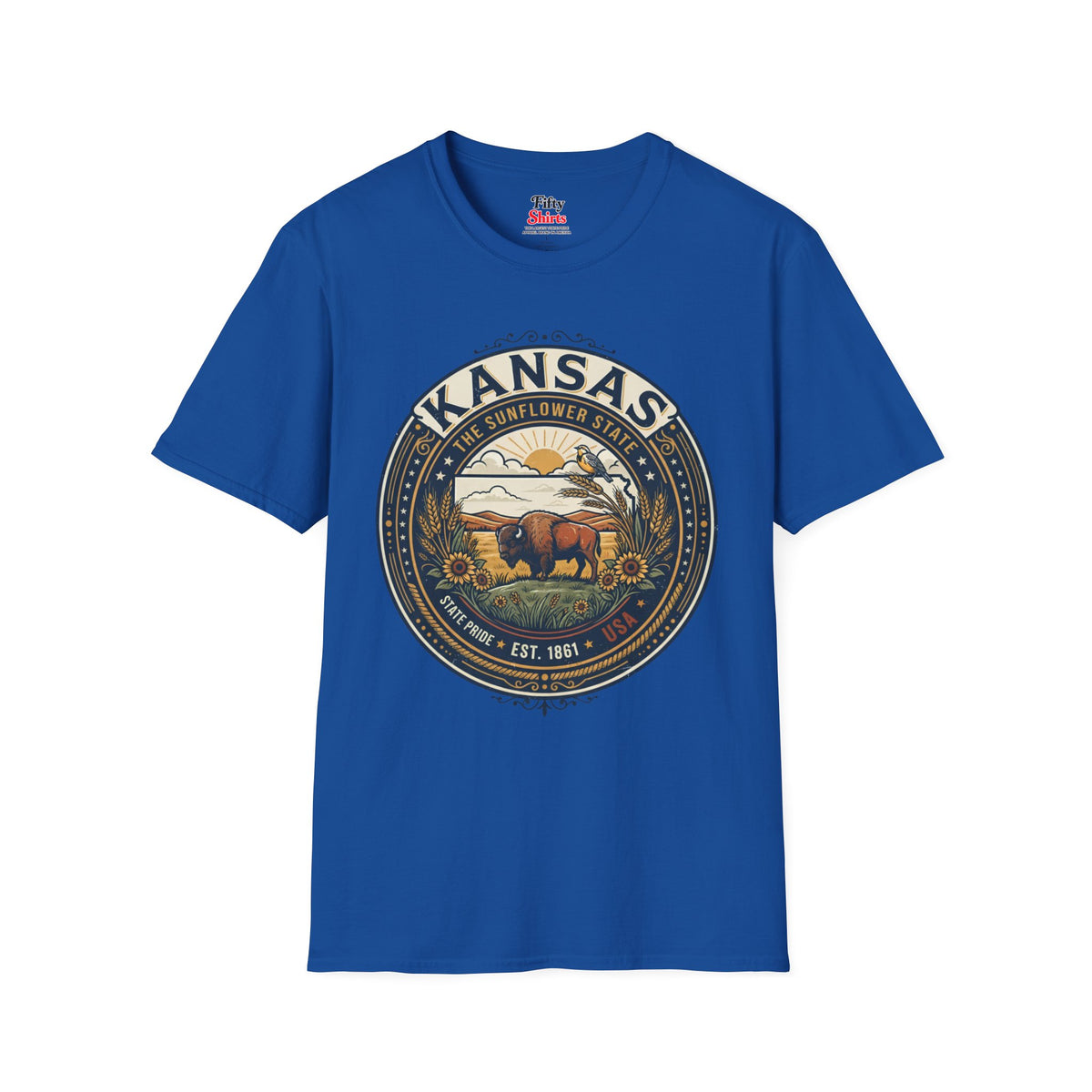 Kansas State Pride Emblem Unisex Softstyle T Shirt State Pride Graphic Tee Collections FS03