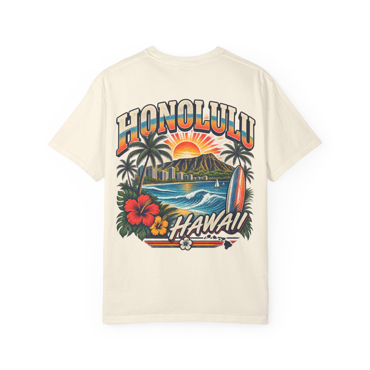 Honolulu Hawaii Unisex Comfort Color 1717 Streetwear Graphic Tee