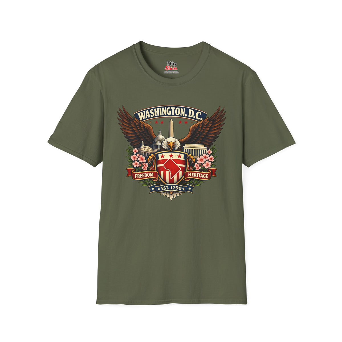 Washington D.C. Americana Eagle Unisex Softstyle T Shirt State Pride Graphic Tee Collections FS03